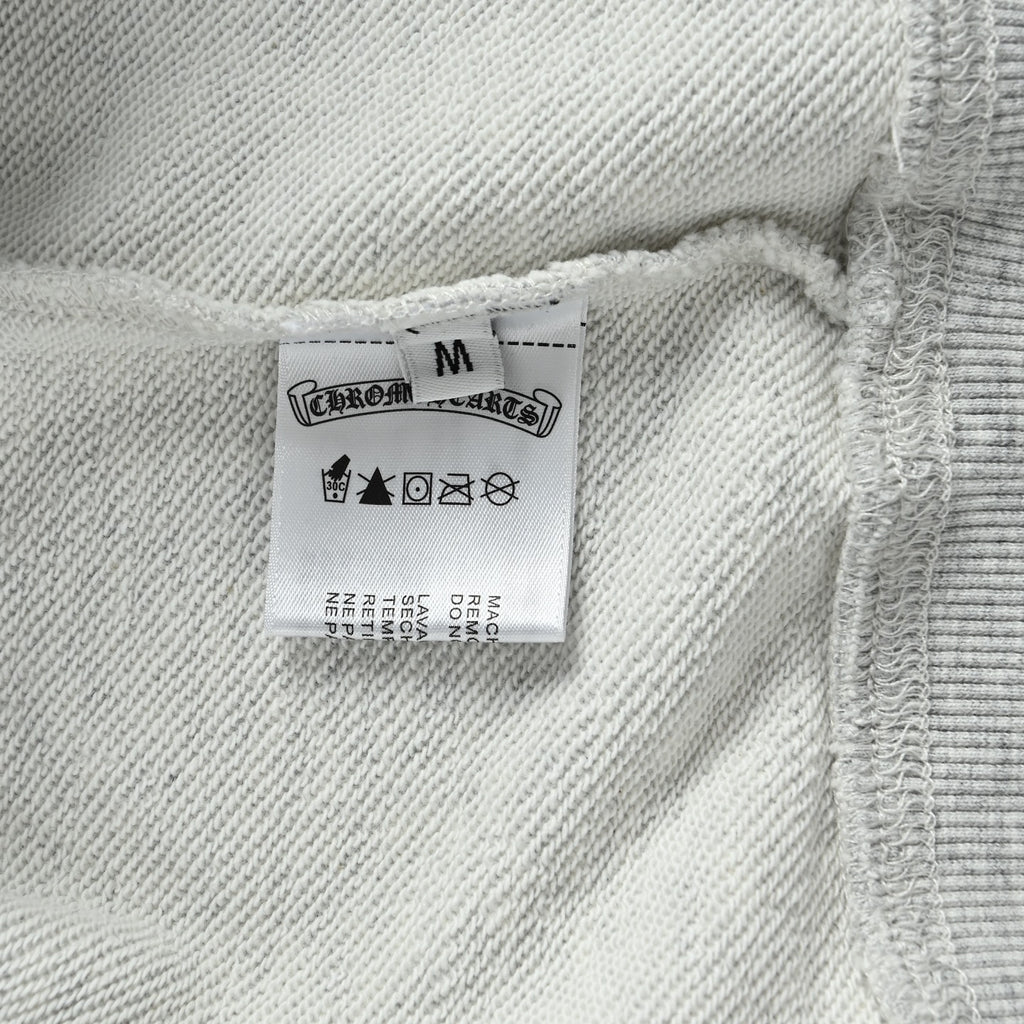 Chrome Hearts Multicolor Horseshoe Embroidered Distressed Hoodie | Light Grey