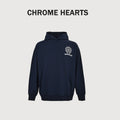 Chrome Hearts Horseshoe Logo Embroidered Distressed Hoodie | Navy