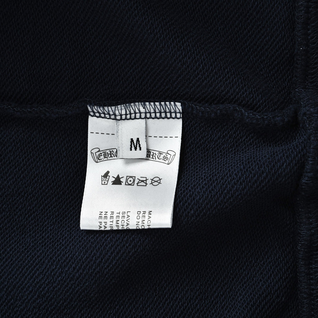 Chrome Hearts Horseshoe Logo Embroidered Distressed Hoodie | Navy