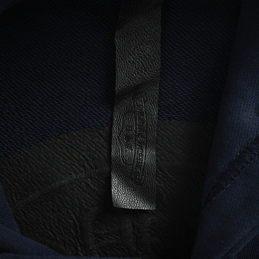 Chrome Hearts Horseshoe Logo Embroidered Distressed Hoodie | Navy
