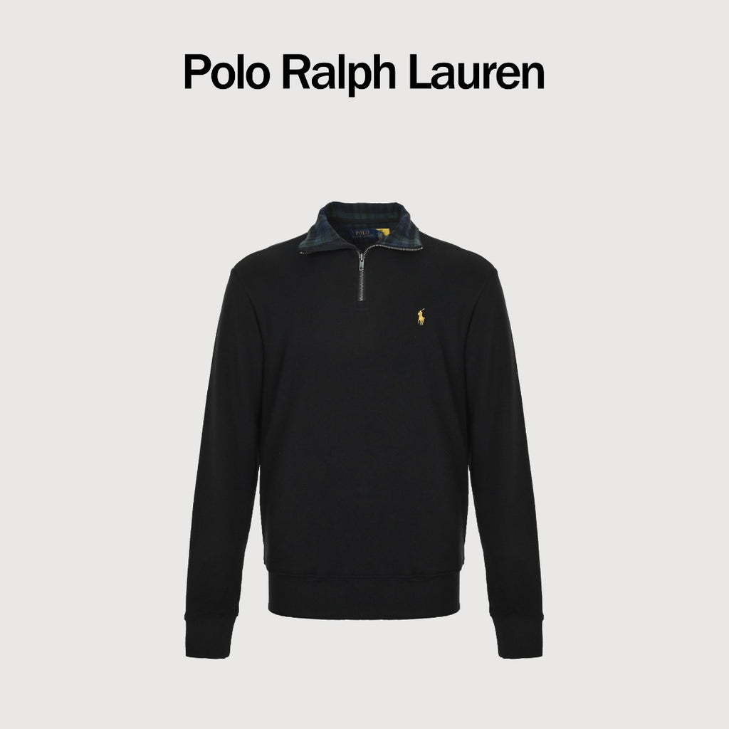 Ralph Lauren Gold Pony Embroidered Half-Zip Sweatshirt | Black