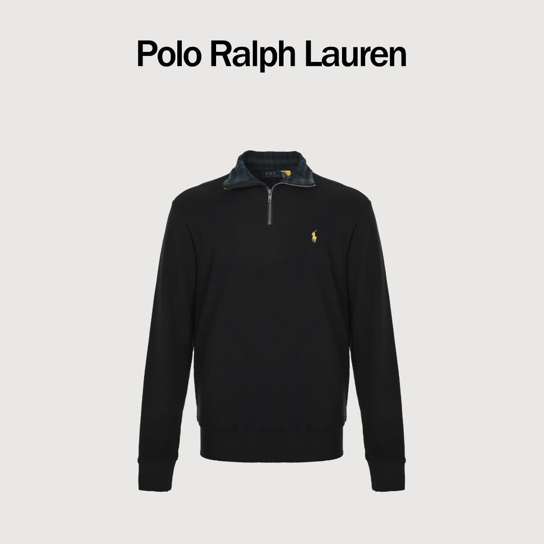 Ralph Lauren Gold Pony Embroidered Half-Zip Sweatshirt | Black