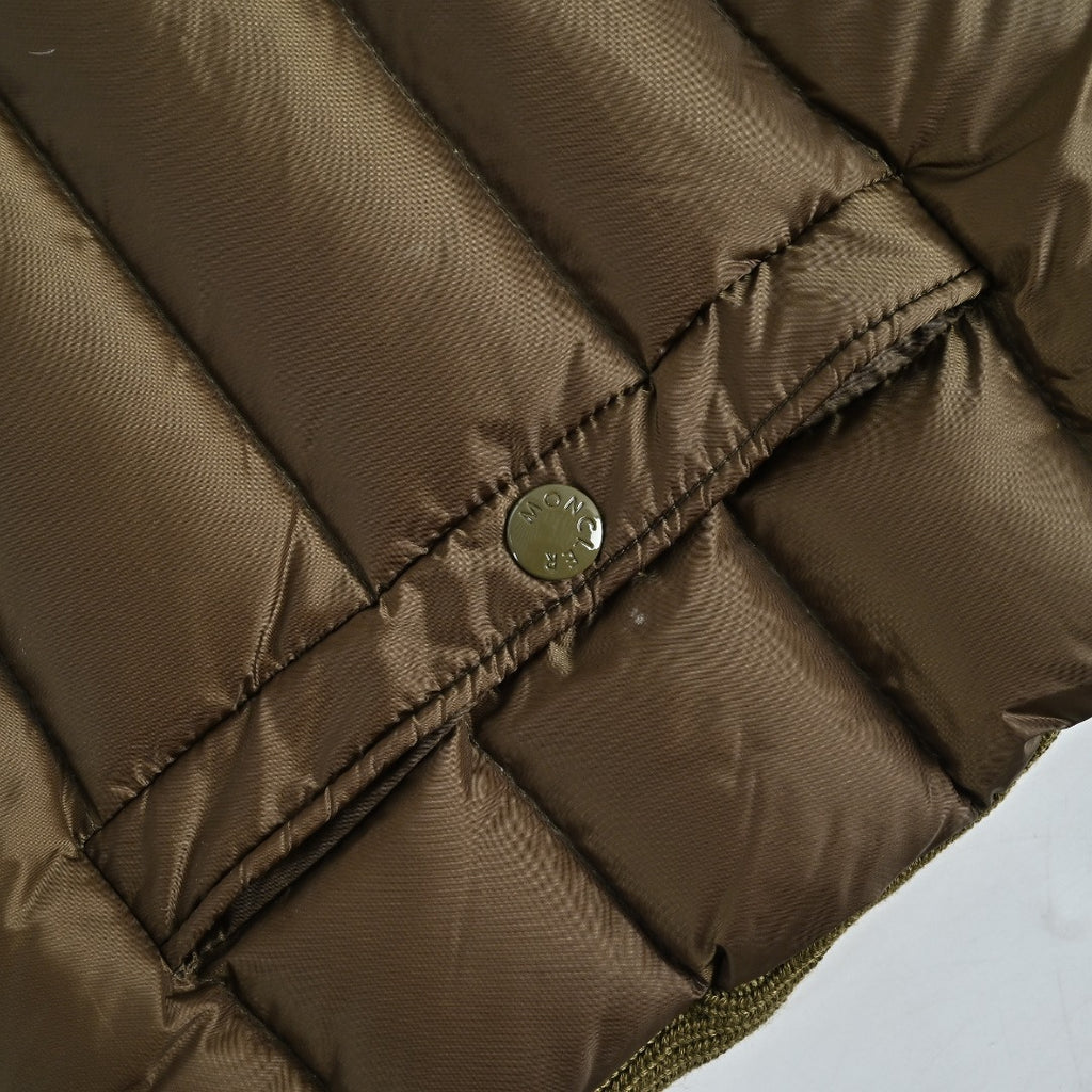 Moncler Hooded Knit Hybrid Down Jacket with Sleeve Pocket - Olive Green