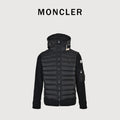 Moncler Hooded Knit Hybrid Down Jacket with Sleeve Pocket - Black