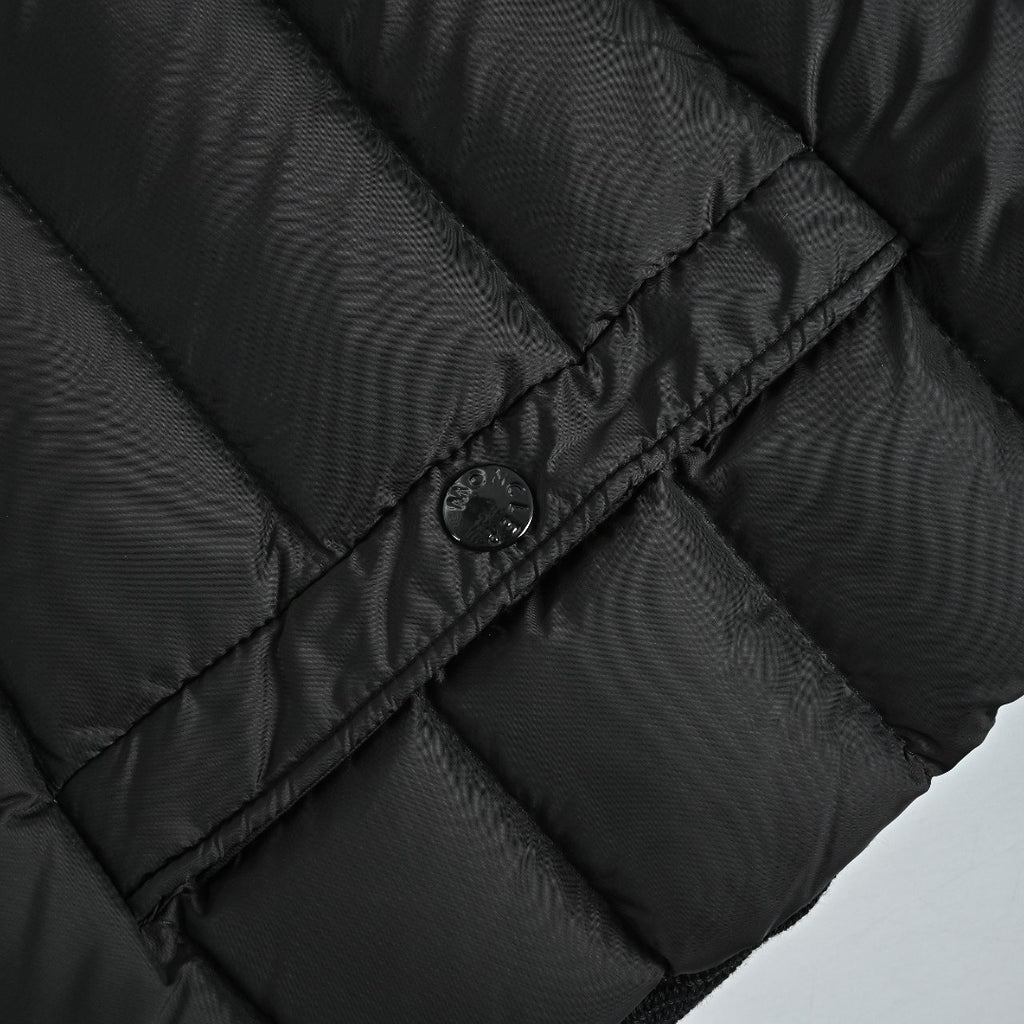 Moncler Hooded Knit Hybrid Down Jacket with Sleeve Pocket - Black