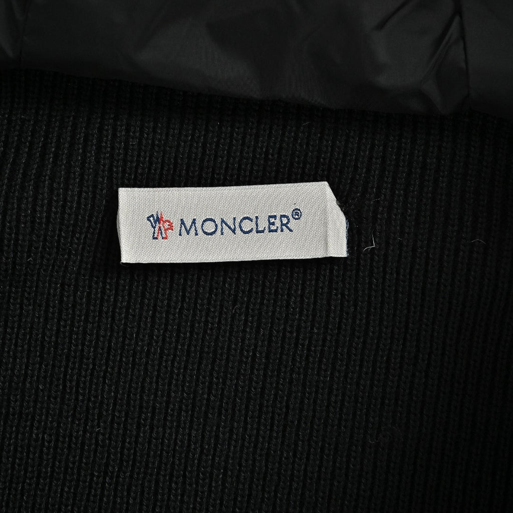 Moncler Hooded Knit Hybrid Down Jacket with Sleeve Pocket - Black
