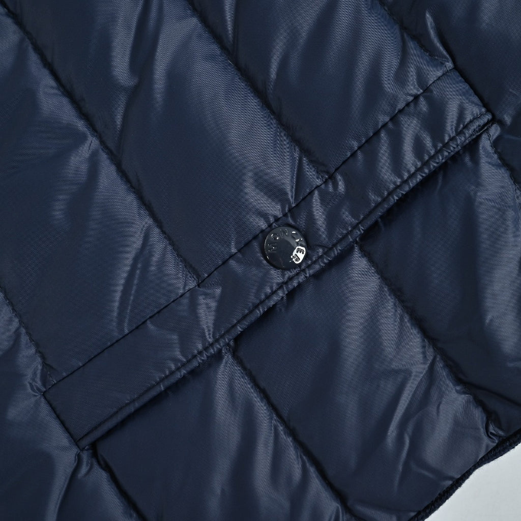 Moncler Hooded Knit Hybrid Down Jacket with Sleeve Pocket - Navy Blue