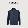 Moncler Color-Trim Knit Hybrid Down Jacket - Navy Blue