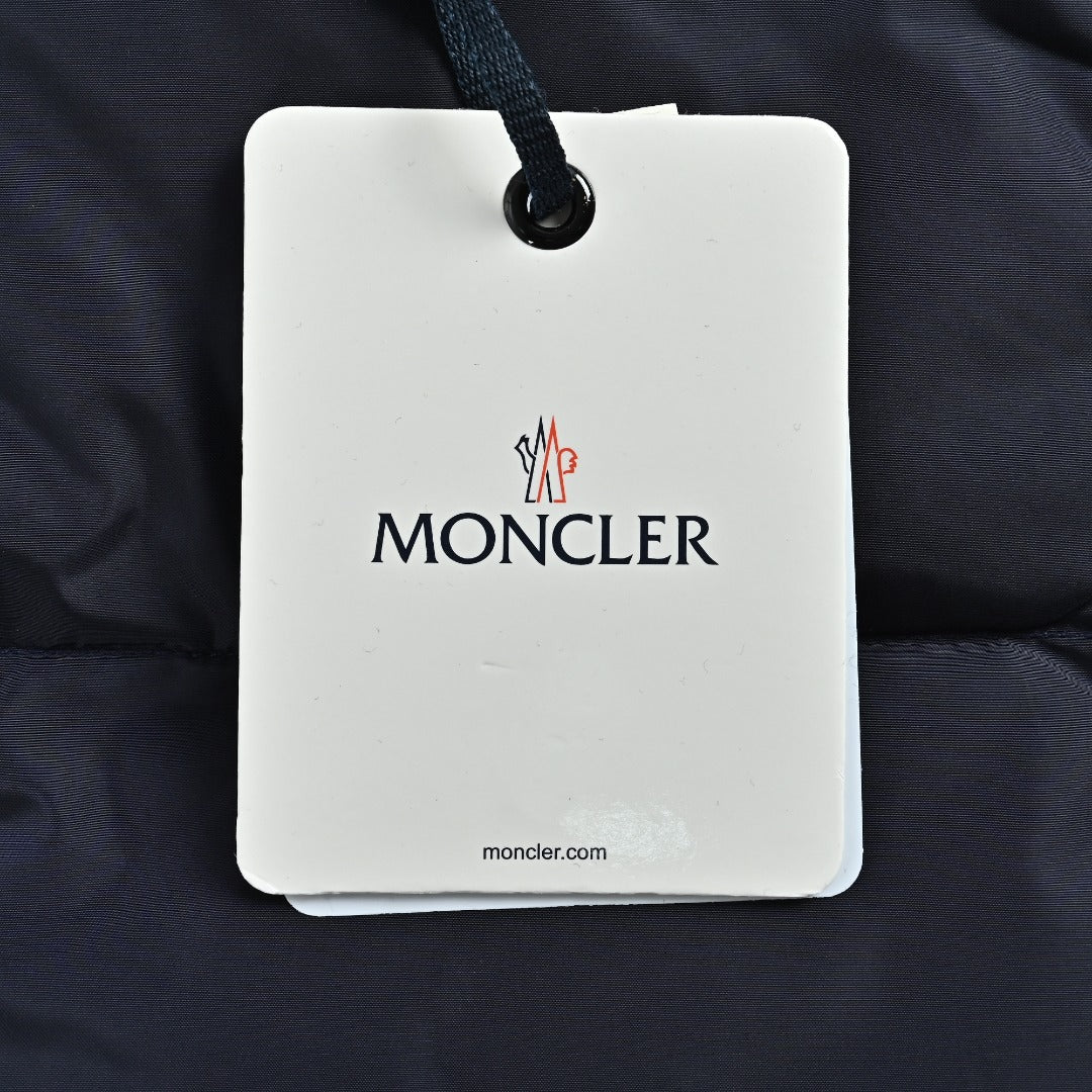 Moncler Color-Trim Knit Hybrid Down Jacket - Navy Blue