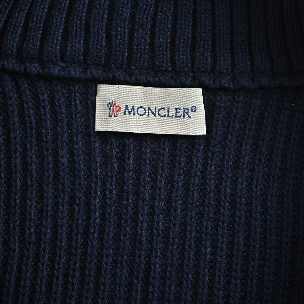 Moncler Color-Trim Knit Hybrid Down Jacket - Navy Blue