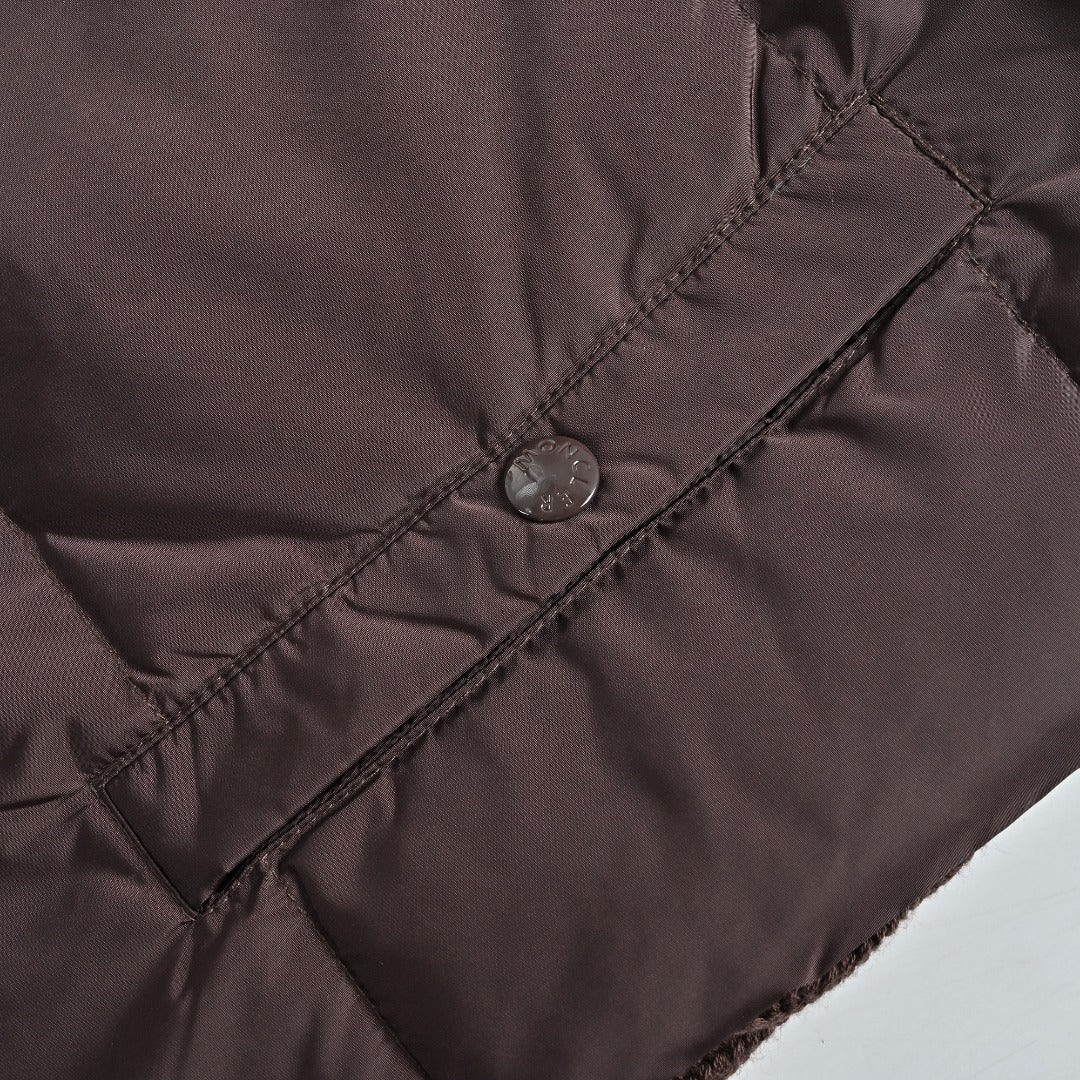 Moncler Color-Trim Knit Hybrid Down Jacket - Brown
