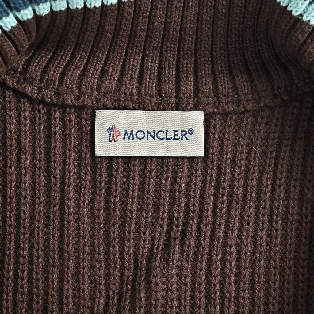 Moncler Color-Trim Knit Hybrid Down Jacket - Brown