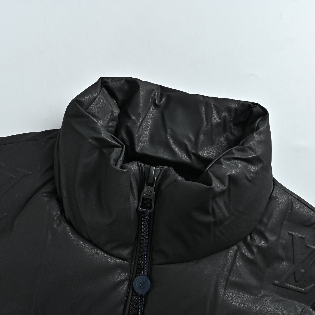 Louis Vuitton Embossed Monogram Stand-Collar Down Jacket - Black