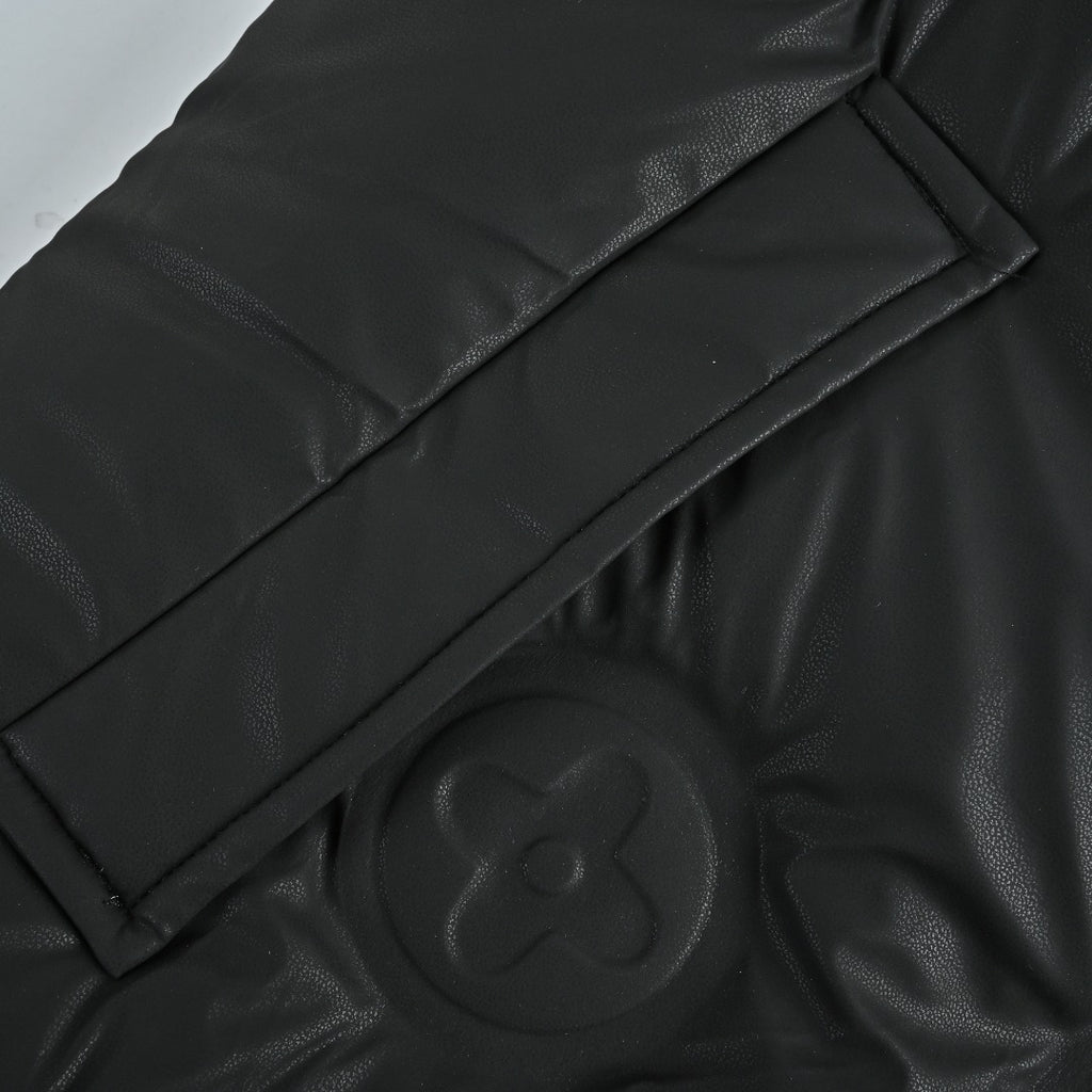 Louis Vuitton Embossed Monogram Stand-Collar Down Jacket - Black