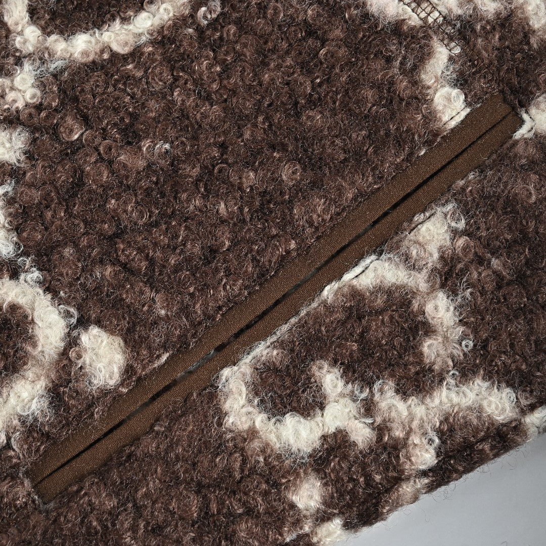 Gucci Allover GG Sherpa-Style Stand-Collar Zip Jacket - Brown and Cream