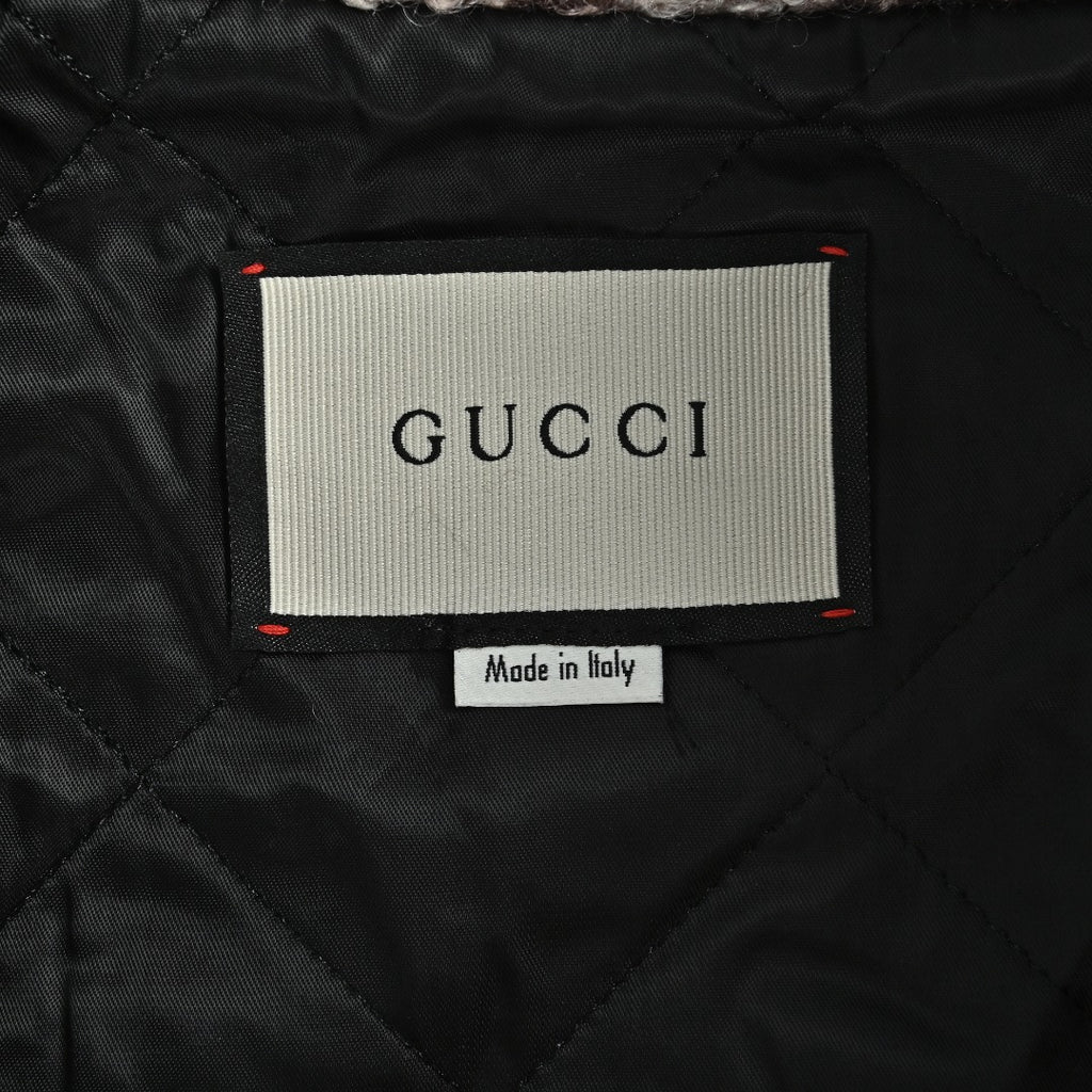 Gucci Allover GG Sherpa-Style Stand-Collar Zip Jacket - Brown and Cream