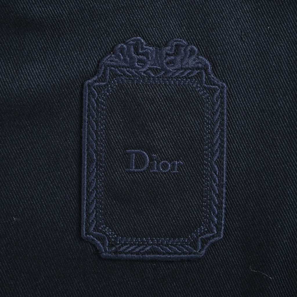 DIOR CD Embroidered Patch Gabardine Zip Jacket - Navy Blue