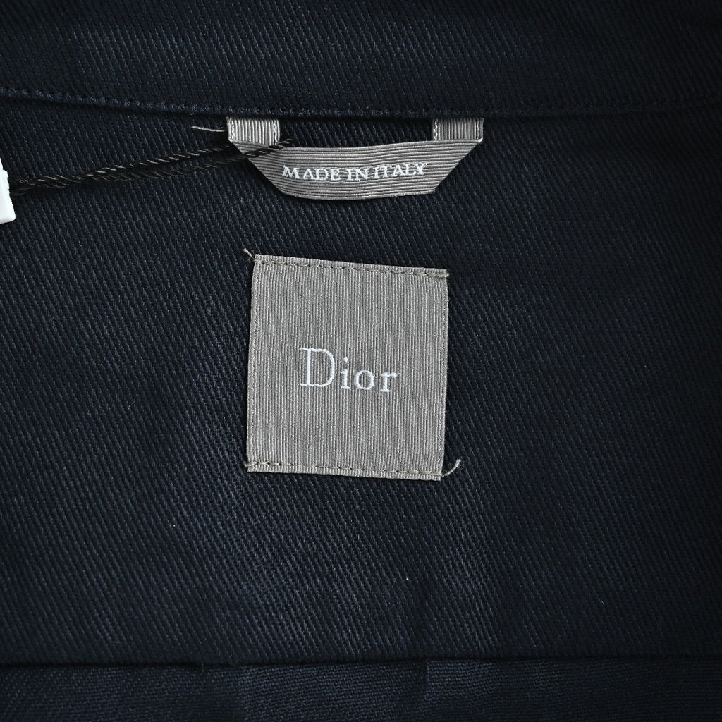 DIOR CD Embroidered Patch Gabardine Zip Jacket - Navy Blue