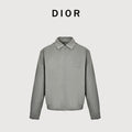 DIOR CD Embroidered Patch Gabardine Zip Jacket - Gray
