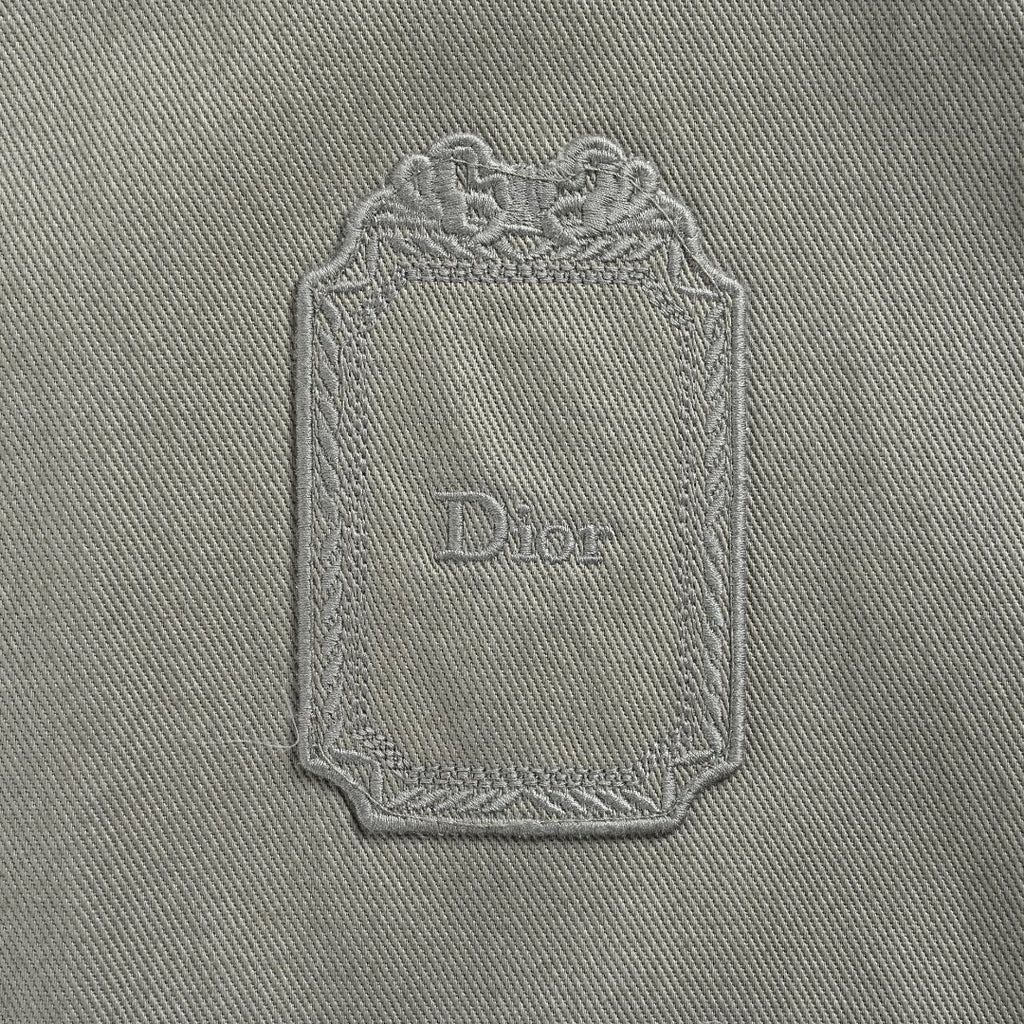 DIOR CD Embroidered Patch Gabardine Zip Jacket - Gray