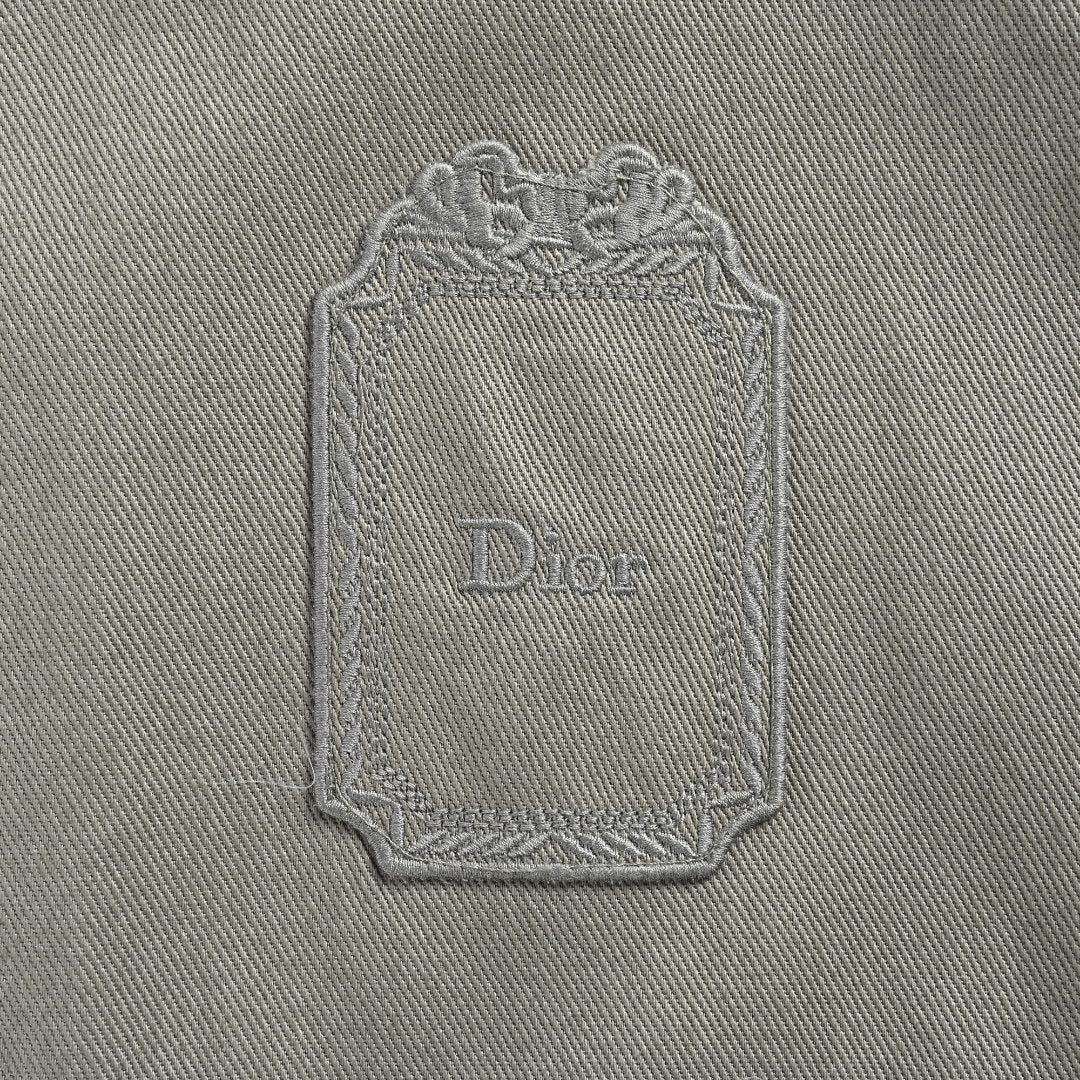 DIOR CD Embroidered Patch Gabardine Zip Jacket - Gray