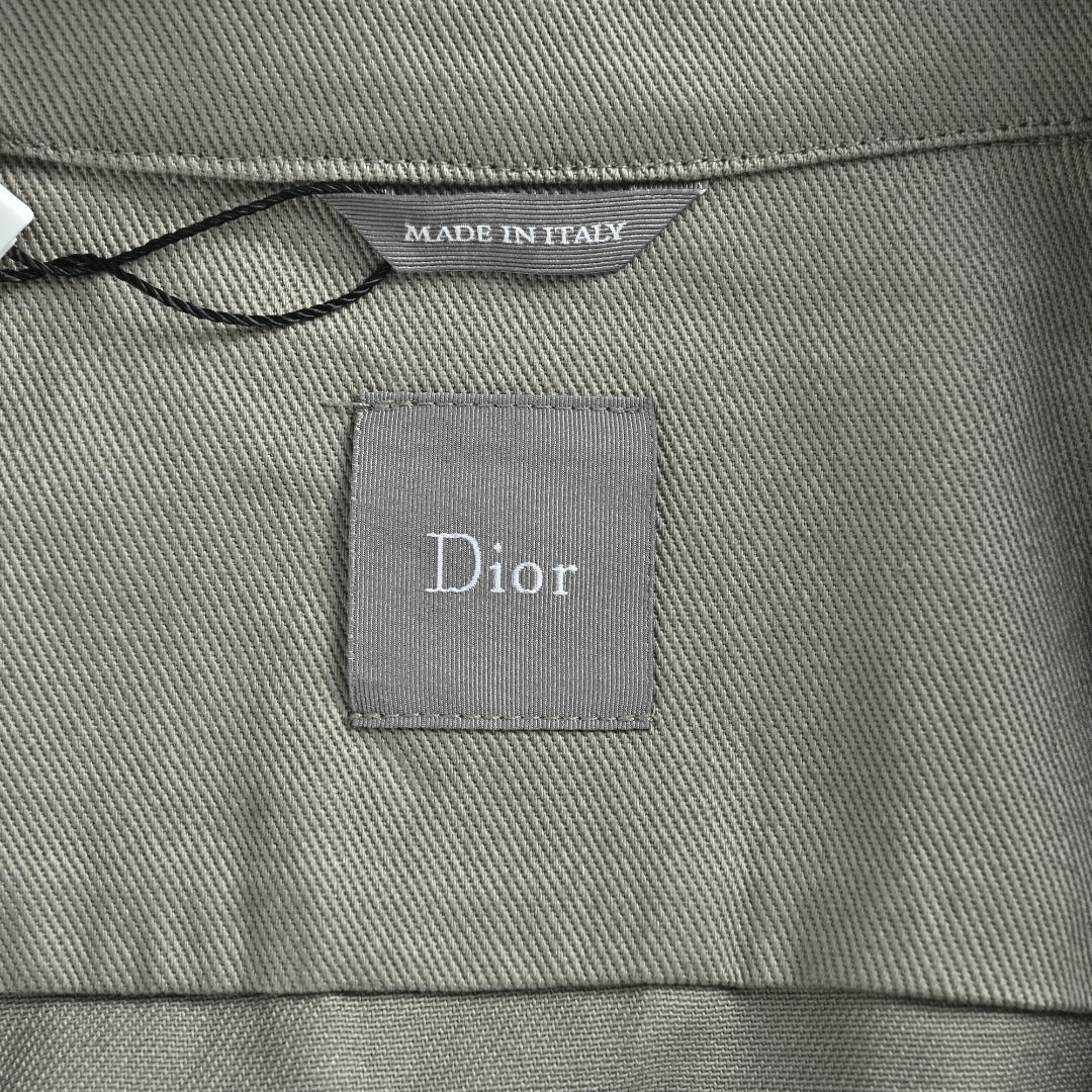 DIOR CD Embroidered Patch Gabardine Zip Jacket - Gray