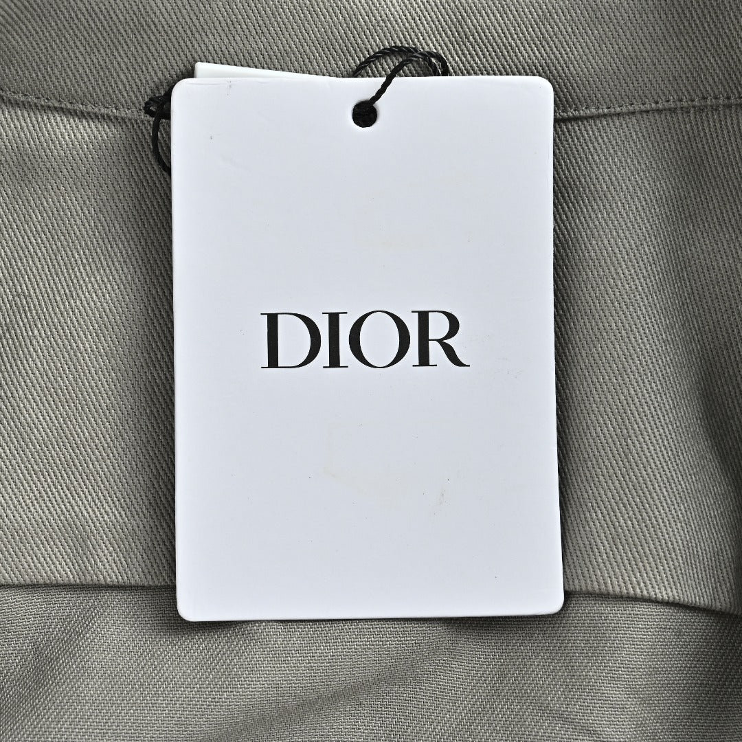 DIOR CD Embroidered Patch Gabardine Zip Jacket - Gray