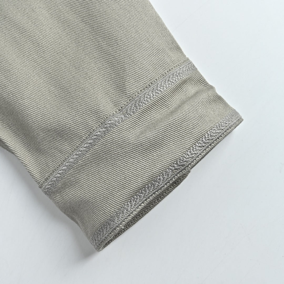DIOR CD Embroidered Patch Gabardine Zip Jacket - Gray