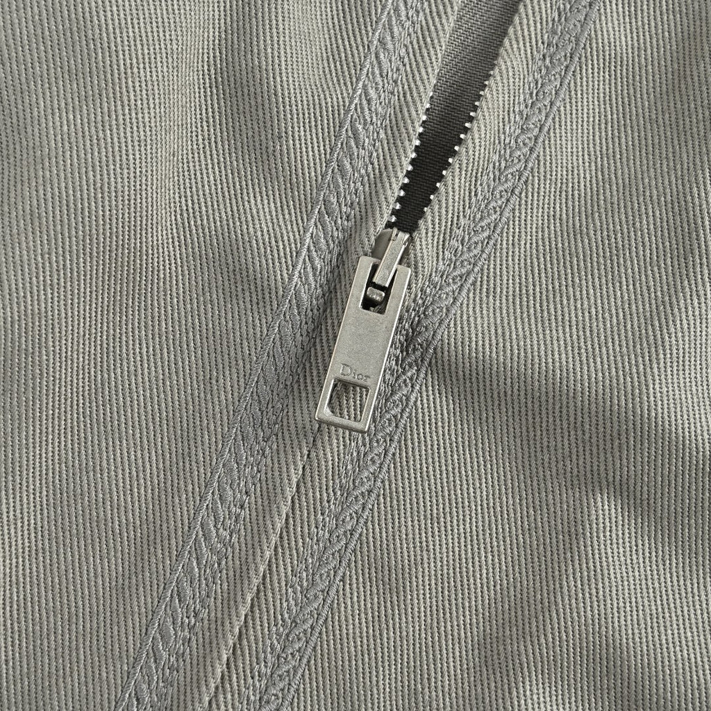 DIOR CD Embroidered Patch Gabardine Zip Jacket - Gray