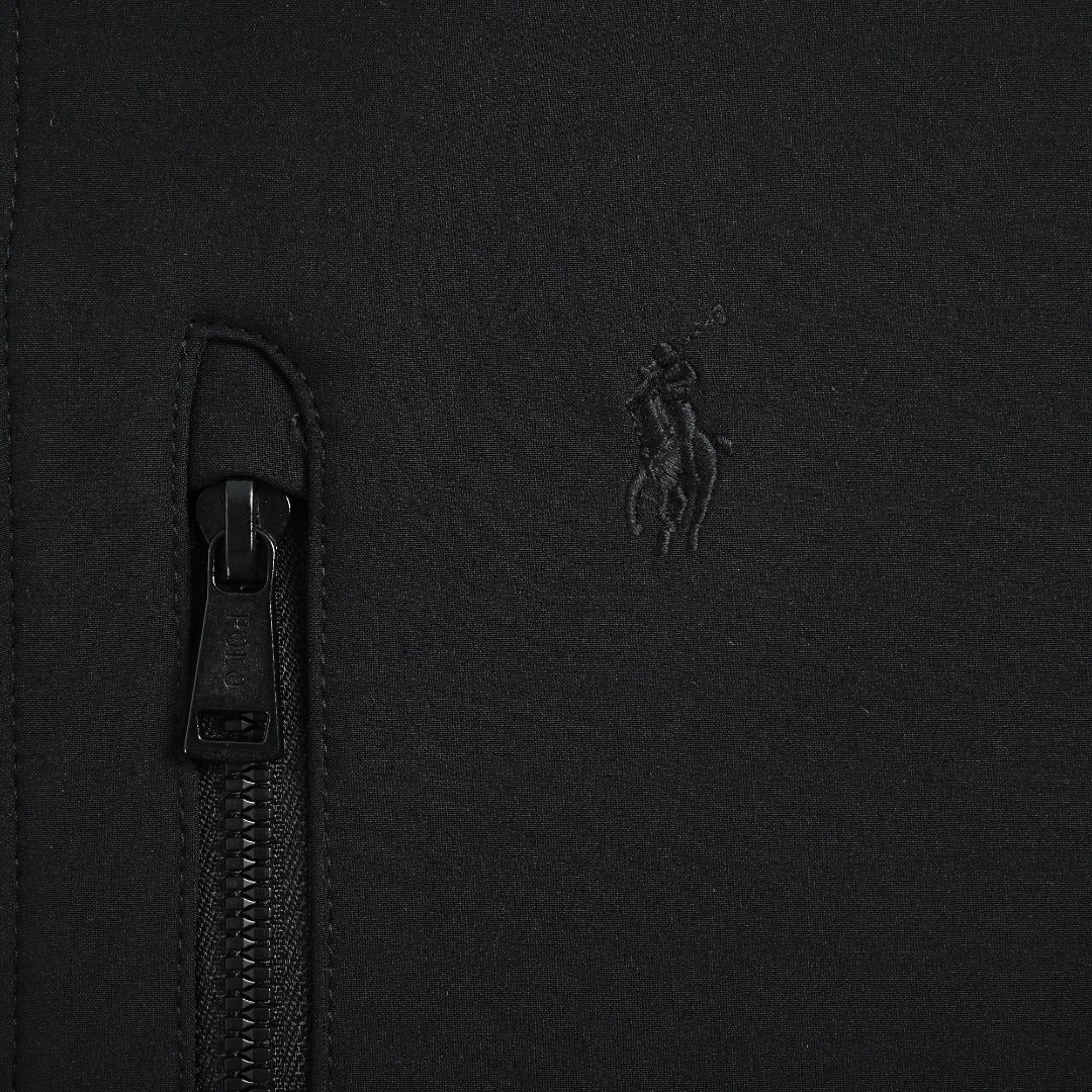 Ralph Lauren Pony Embroidered Fleece-Lined Zip Jacket - Black