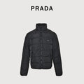 PRADA Triangle Logo Stand-Collar Down Jacket - Black