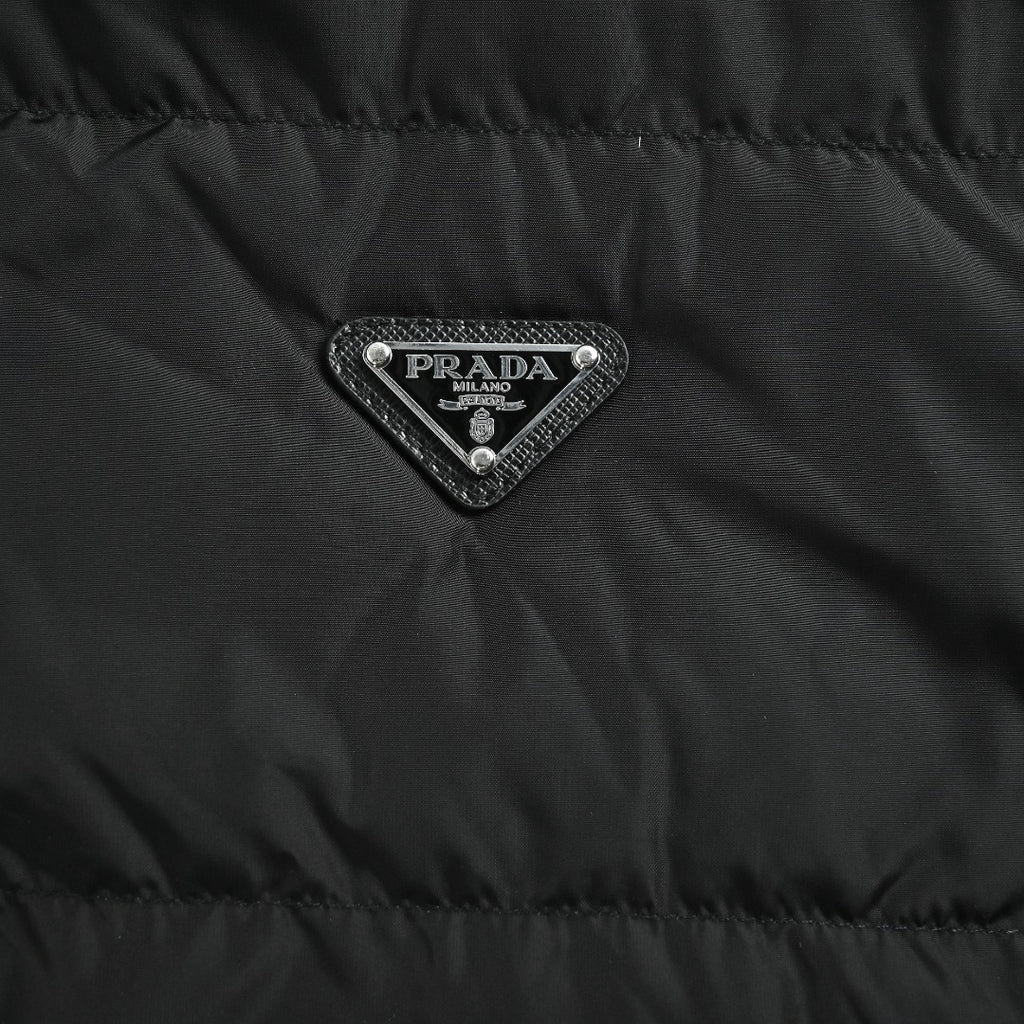 PRADA Triangle Logo Stand-Collar Down Jacket - Black