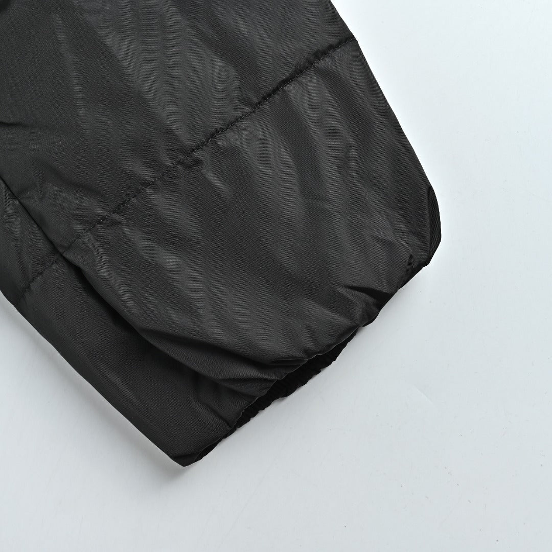 PRADA Triangle Logo Stand-Collar Down Jacket - Black