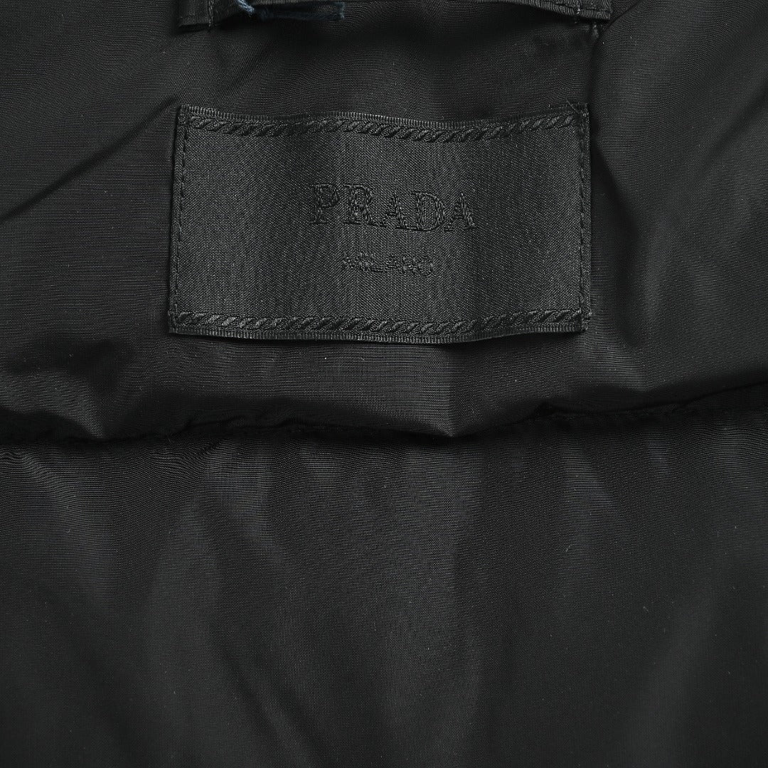 PRADA Triangle Logo Stand-Collar Down Jacket - Black