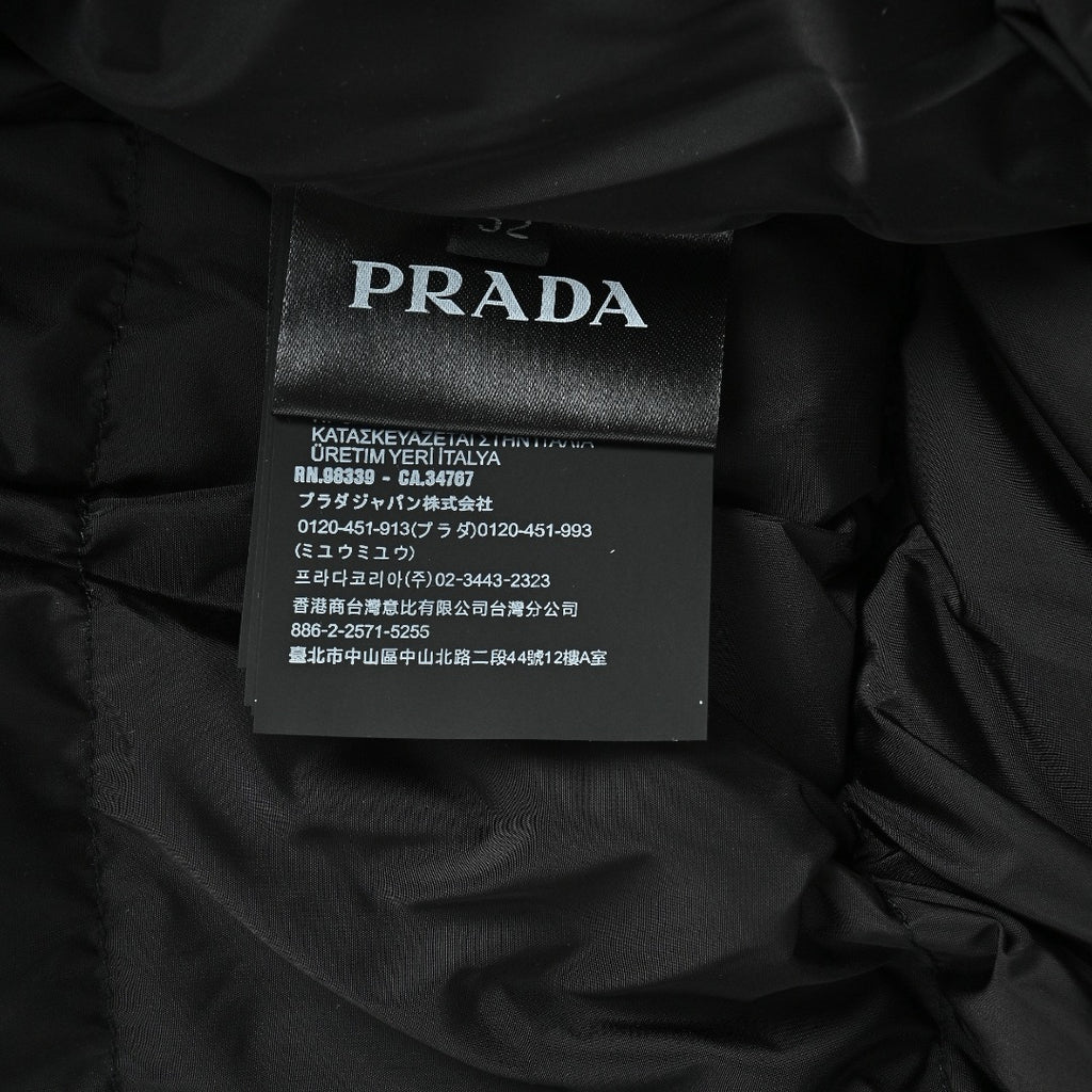PRADA Triangle Logo Stand-Collar Down Jacket - Black