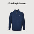 Ralph Lauren Cable-Knit Three-Button Polo Sweater - Navy Blue