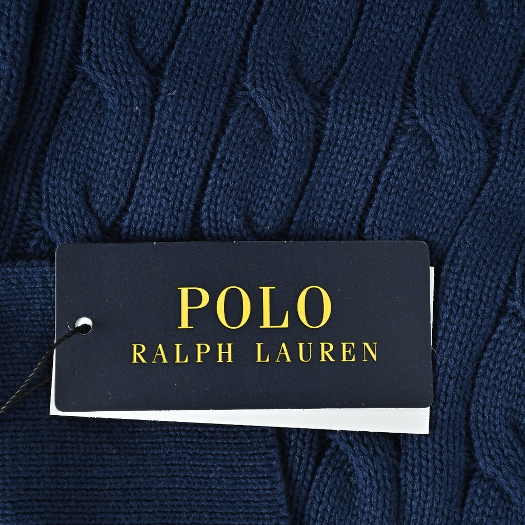 Ralph Lauren Cable-Knit Three-Button Polo Sweater - Navy Blue