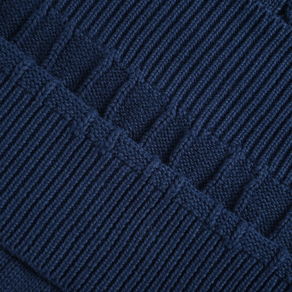 Ralph Lauren Cable-Knit Three-Button Polo Sweater - Navy Blue
