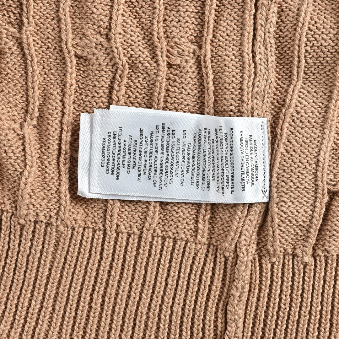 Ralph Lauren Cable-Knit Three-Button Polo Sweater - Camel