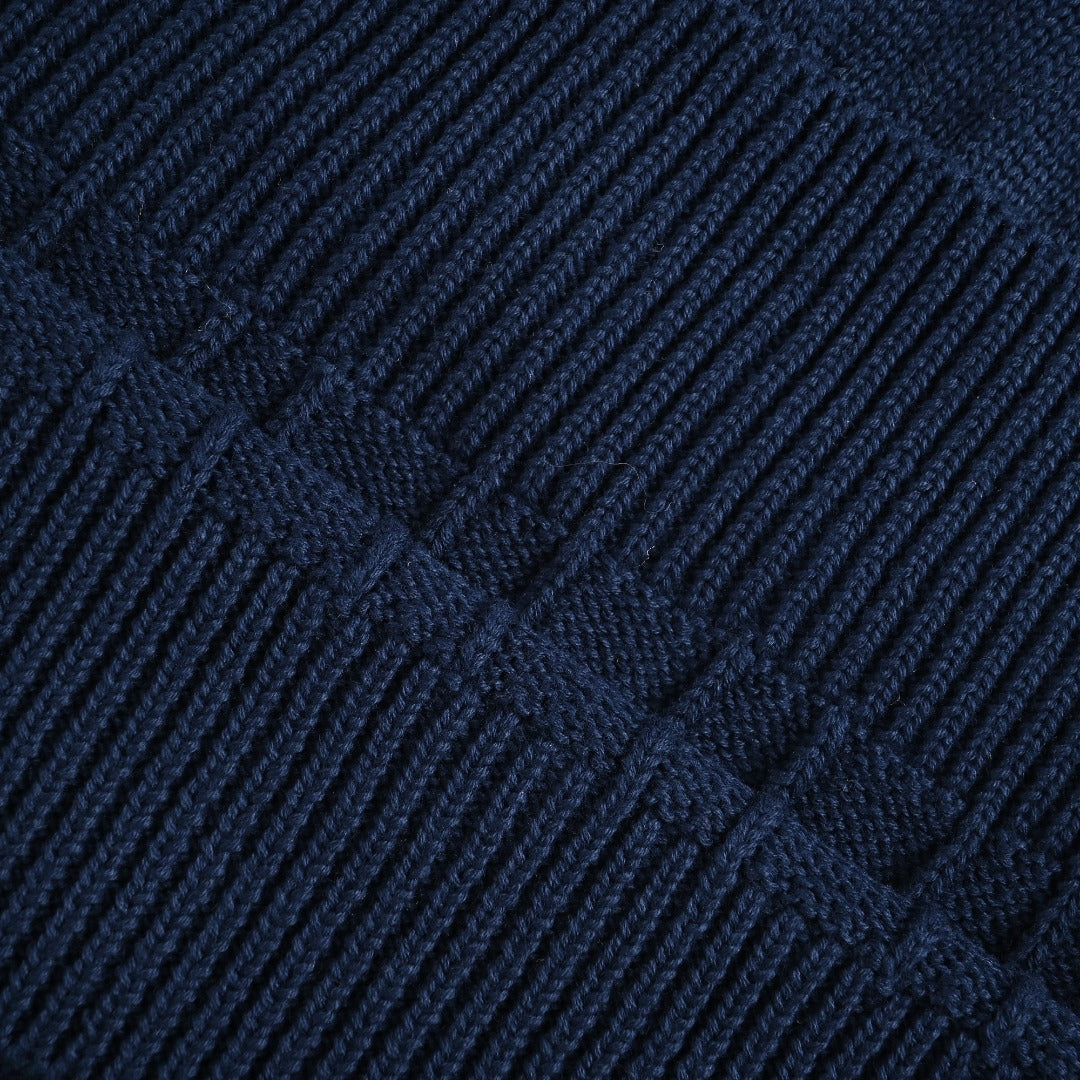Ralph Lauren Cable-Knit Three-Button Polo Sweater - Navy with Red Pony
