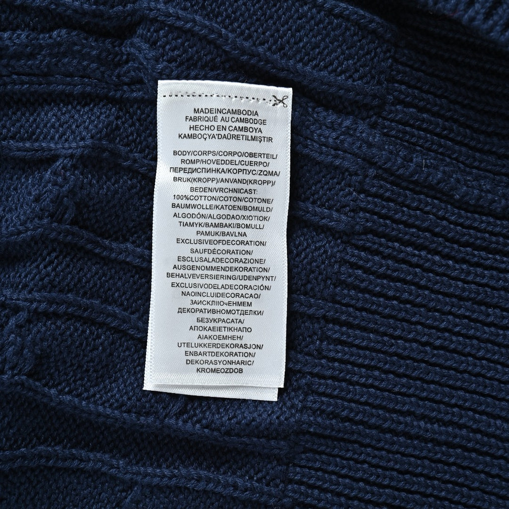 Ralph Lauren Cable-Knit Three-Button Polo Sweater - Navy with Red Pony