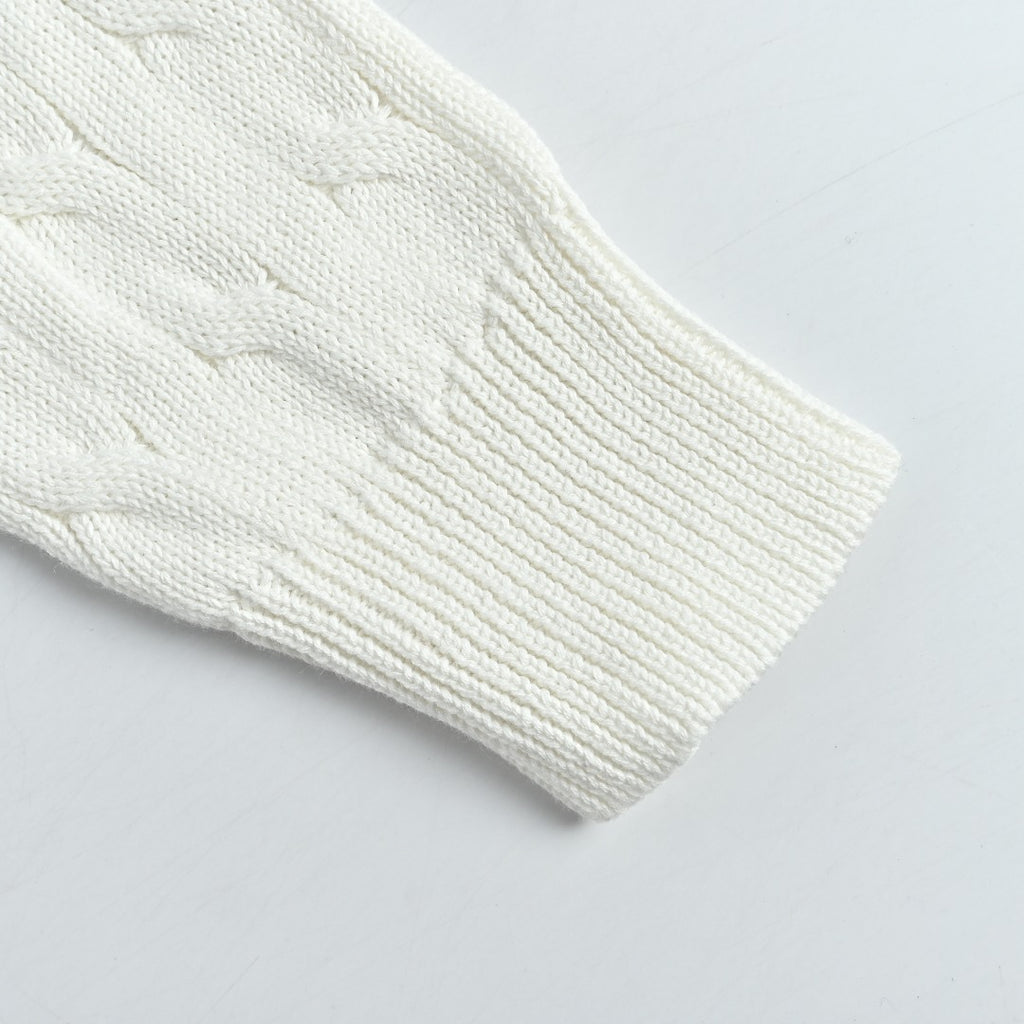 Ralph Lauren Cable-Knit Three-Button Polo Sweater - White