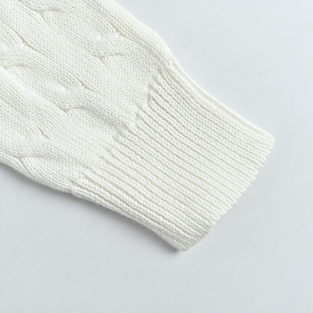 Ralph Lauren Cable-Knit Three-Button Polo Sweater - White