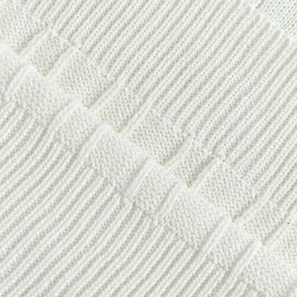 Ralph Lauren Cable-Knit Three-Button Polo Sweater - White