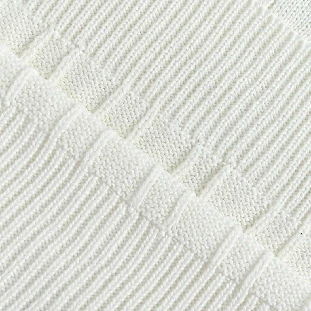 Ralph Lauren Cable-Knit Three-Button Polo Sweater - White