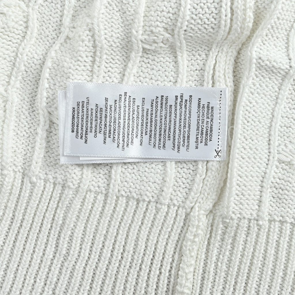 Ralph Lauren Cable-Knit Three-Button Polo Sweater - White