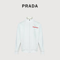 Prada Red Silicone Trim Zip-Up Jacket - White