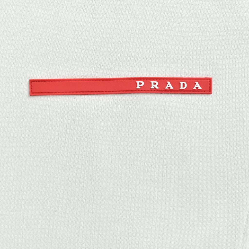 Prada Red Silicone Trim Zip-Up Jacket - White