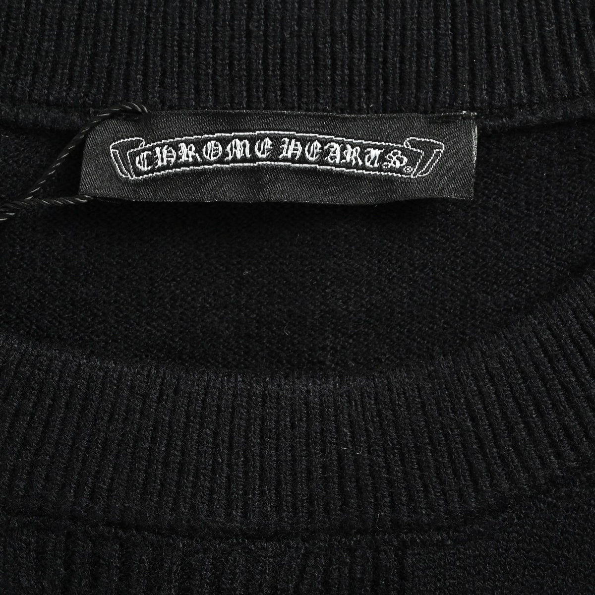 Chrome Hearts Rhinestone Logo Crewneck Knit Sweater - Black
