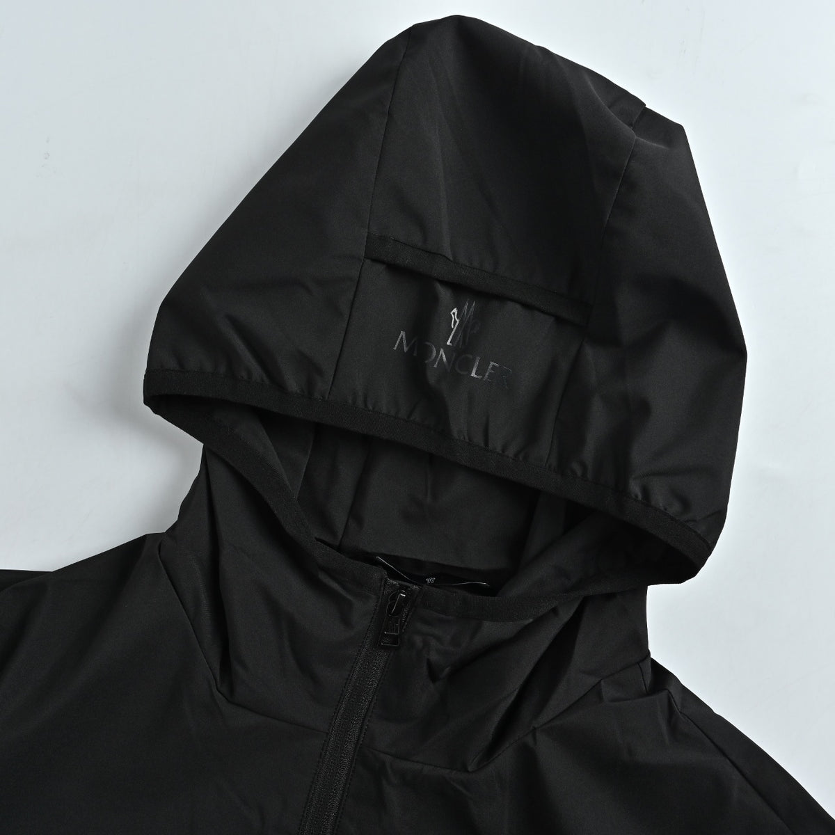 Moncler Black Sleeve Badge Hooded Zip-Up Jacket - Dark Navy